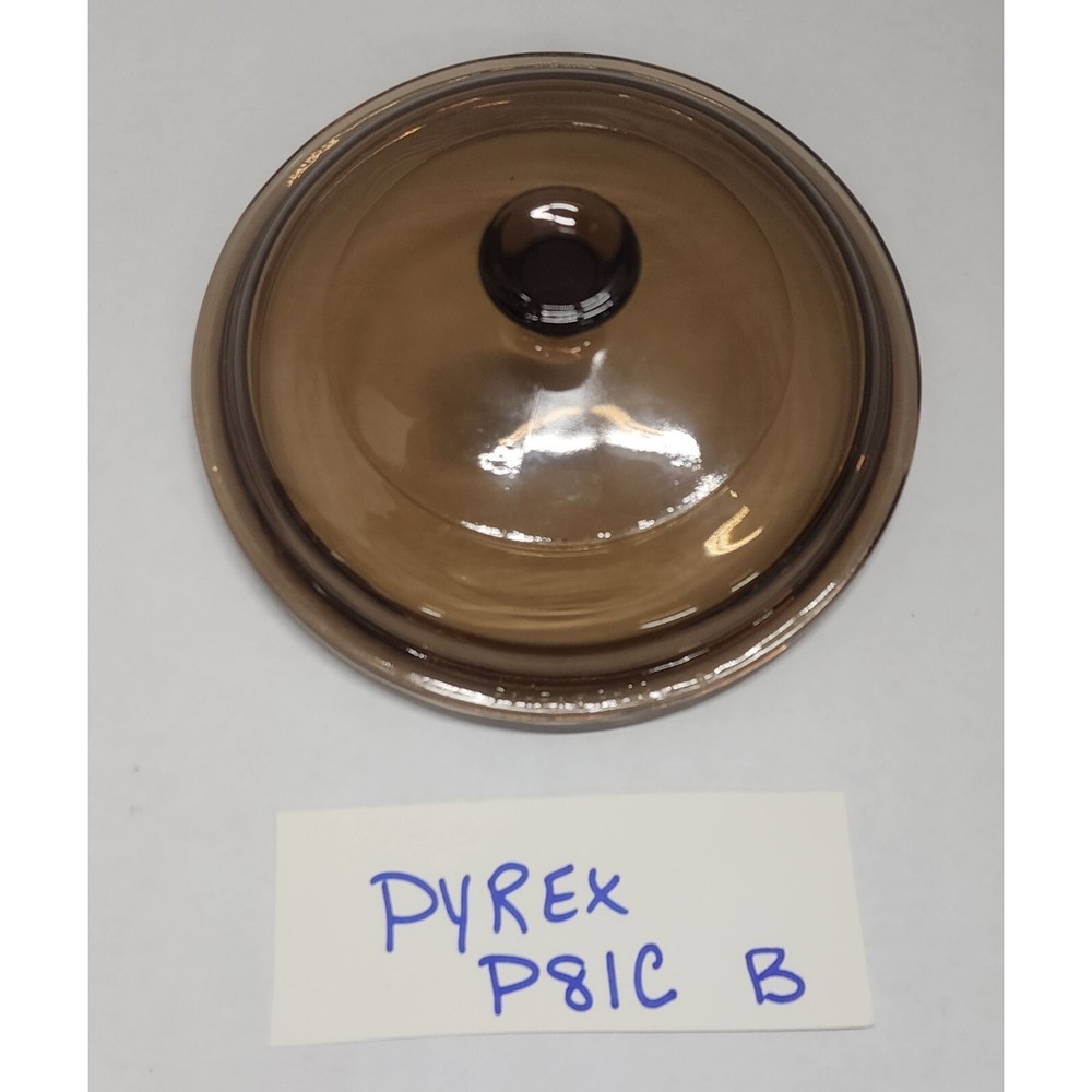 P-81-C Pyrex Amber Glass Round 6 Inch‎ Replacement Lid w/Knob